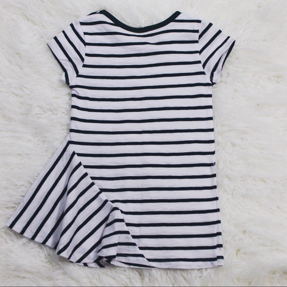 NWT Girls Joe Fresh Navy/White Striped Asym Dress - Picture 6 of 7